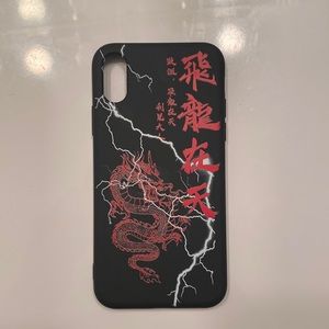 Cool iPhone X case with a dragon drawing on it and with nice colors
